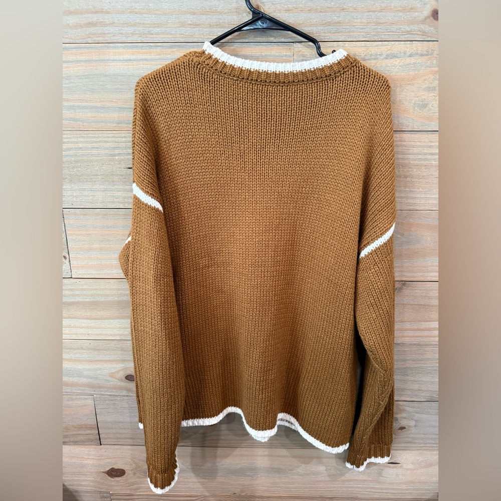 SHEIN Brown Sweater with White Accents - Picture 2 of 3
